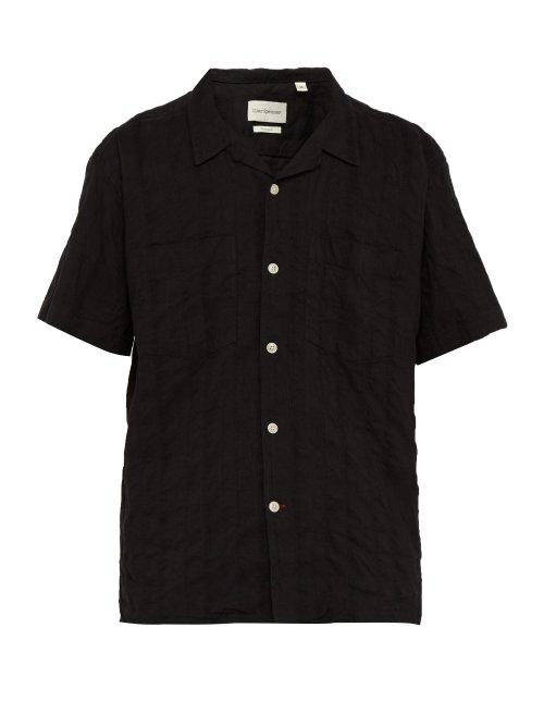 Matchesfashion.com Oliver Spencer - Beckford Short Sleeved Linen Bend Shirt - Mens - Black