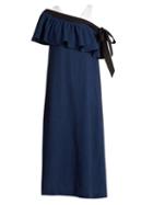 Matchesfashion.com Isa Arfen - Mali Baby Off The Shoulder Linen Dress - Womens - Navy Multi