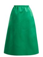 Matchesfashion.com Rochas - High Rise Duchess Satin Midi Skirt - Womens - Green