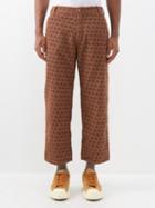 Erl - Logo-print Cotton-corduroy Trousers - Mens - Brown