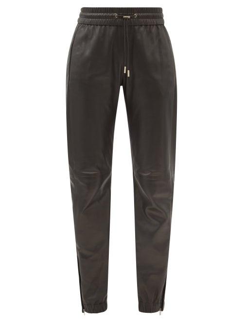 Saint Laurent - Zip-cuff Leather Trousers - Womens - Black