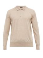 Matchesfashion.com Thom Sweeney - Long Sleeve Merino Wool Polo Shirt - Mens - Beige