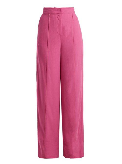 Matchesfashion.com Roksanda - Lapari High Rise Twill Trousers - Womens - Fuchsia