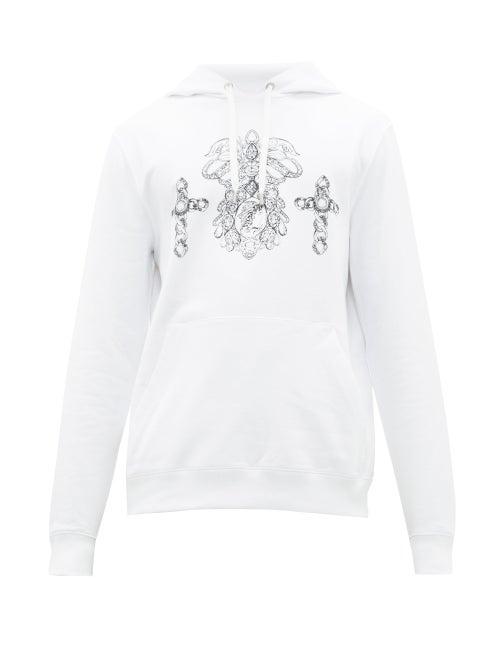 Matchesfashion.com Versace - Ornate Print Cotton Hooded Sweatshirt - Mens - White