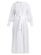 Matchesfashion.com Gabriela Hearst - Margarita Smocked Linen Midi Dress - Womens - Ivory Multi