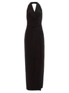 Norma Kamali - Halterneck Wrap Jersey Maxi Dress - Womens - Black