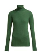 Matchesfashion.com Hillier Bartley - Roll Neck Ribbed Cashmere Sweater - Womens - Green