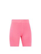 The Elder Statesman - High-rise Ribbed Cashmere Bike Shorts - Womens - Pink