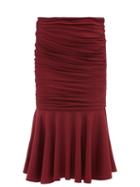 Stella Mccartney - Henley Fluted-hem Jersey Midi Skirt - Womens - Burgundy