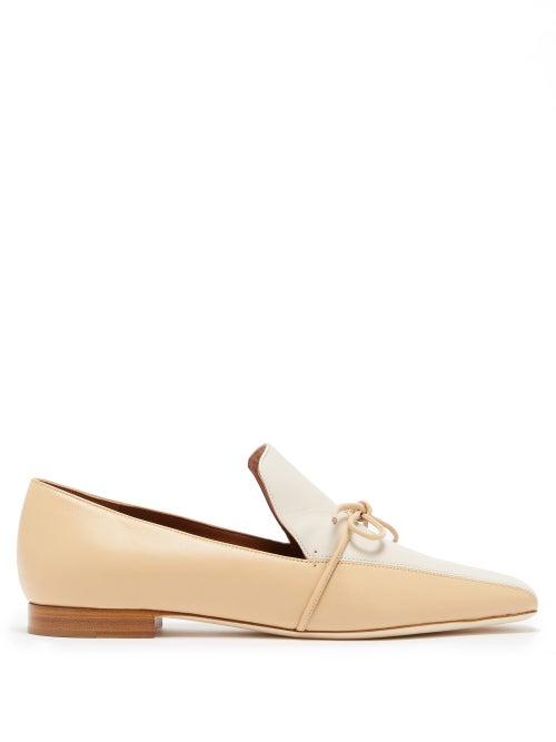 Matchesfashion.com Malone Souliers - X Roksanda Celia Knotted Leather Loafers - Womens - Beige White