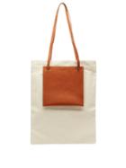 Matchesfashion.com Jil Sander - Slip-pocket Leather And Canvas Tote Bag - Mens - Beige