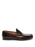 Matchesfashion.com Ralph Lauren Purple Label - Chalmers Leather Penny Loafers - Mens - Dark Brown