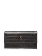 Matchesfashion.com Saint Laurent - Victoire Monogram Plaque Leather Wallet - Womens - Black