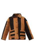 Cawley Studio - Avis Reversible Striped-shearling Jacket - Womens - Black Beige