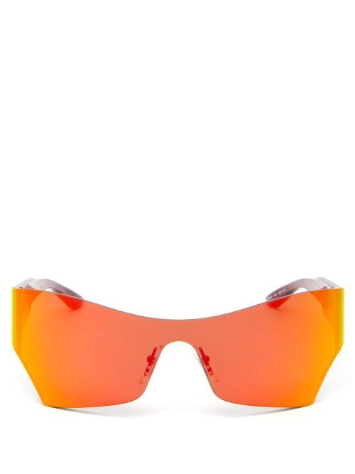 Matchesfashion.com Balenciaga - Logo Engraved Square Acetate Sunglasses - Mens - Orange