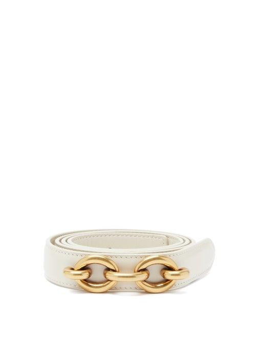 Matchesfashion.com Saint Laurent - Maillon Leather Belt - Womens - Ivory