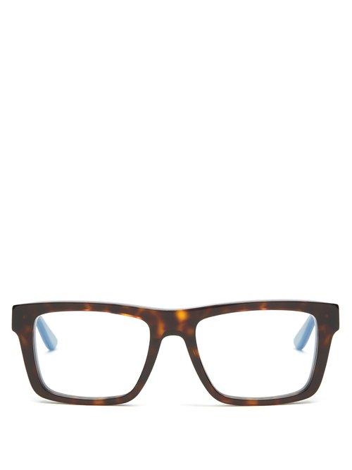 Matchesfashion.com Saint Laurent - Rectangle Frame Acetate Glasses - Mens - Tortoiseshell
