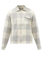 Albam - Kennedy Checked Wool-blend Flannel Shirt - Mens - Grey Cream