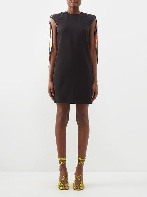 Pucci - Iride-print Ribbon Crepe Mini Dress - Womens - Black