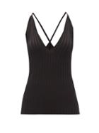 Ladies Rtw Galvan - Rhea Halterneck Rib-knitted Cami Top - Womens - Black