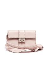 Matchesfashion.com Valentino - Rockstud Ruffle Strap Cross Body Leather Bag - Womens - Light Pink