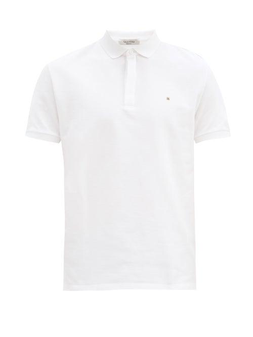 Matchesfashion.com Valentino - Rockstud Cotton-piqu Polo Shirt - Mens - White