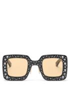 Matchesfashion.com Gucci - Crystal-embellished Square Acetate Sunglasses - Womens - Black Multi