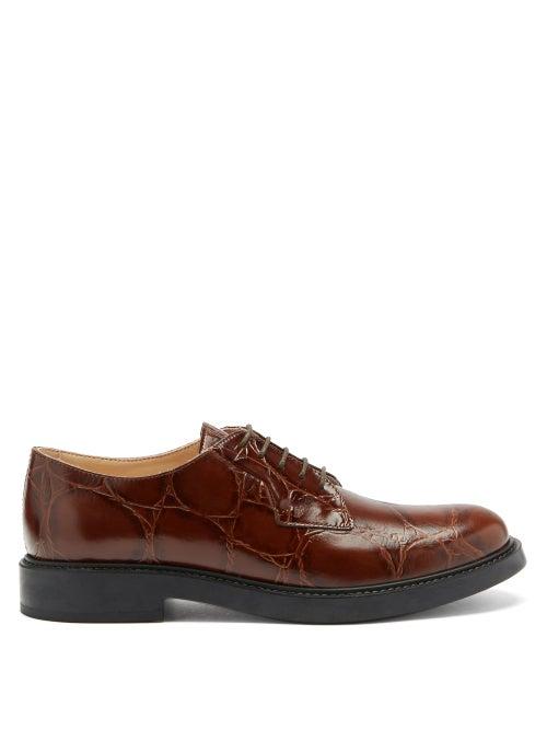 Matchesfashion.com Tod's - Crocodile-effect Leather Derby Shoes - Womens - Tan