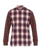 Lanvin Contrast-sleeve Checked Brushed-cotton Shirt