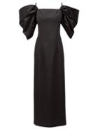Matchesfashion.com Carolina Herrera - Off-the-shoulder Tailored Wool Sheath Dress - Womens - Black