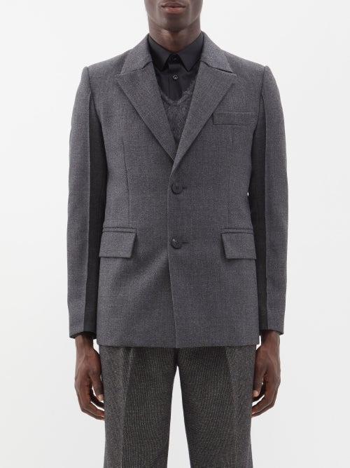 Wooyoungmi - Single-breasted Herringbone-wool Blazer - Mens - Grey