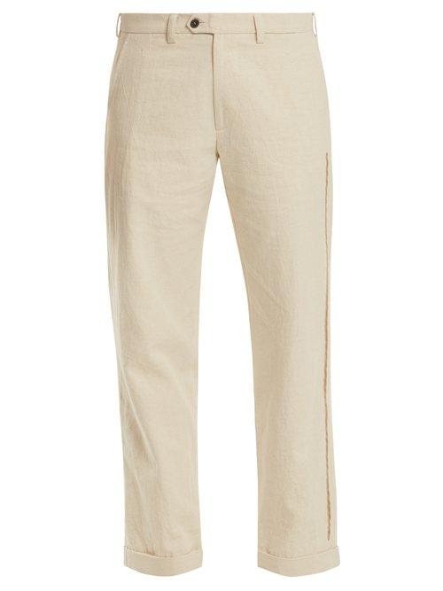 Matchesfashion.com Jupe By Jackie - Ebeko Embroidered Mid Rise Cotton Trousers - Womens - Cream