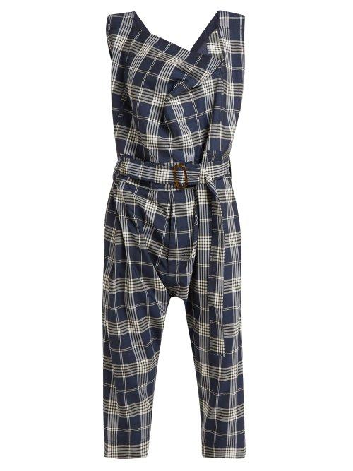 Matchesfashion.com Vivienne Westwood - Tartan Wool Dungarees - Womens - Blue Multi