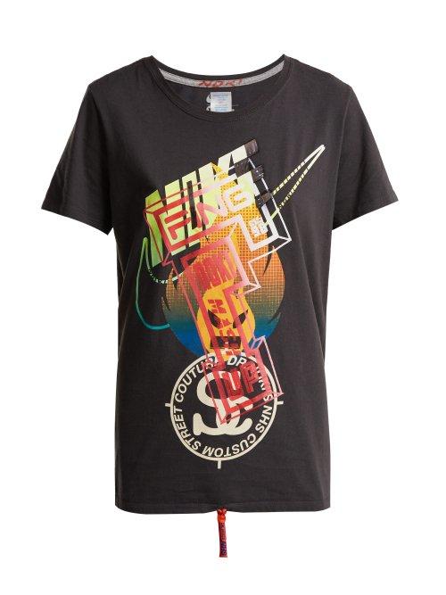 Matchesfashion.com Noki - Logo Print Cotton T Shirt - Womens - Dark Grey