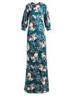 Matchesfashion.com Erdem - Etheline Eastbury Floral Print Gown - Womens - Green Multi