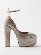Valentino Garavani - Tan-go 155 Crystal-embellished Platform Pumps - Womens - Silver Multi