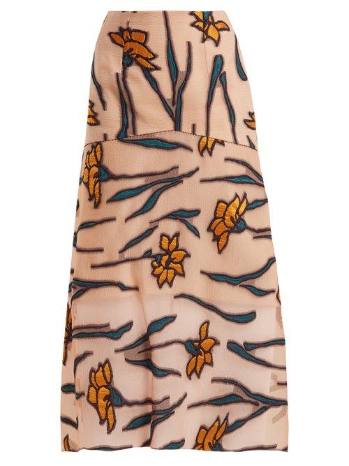 Matchesfashion.com Roland Mouret - Hilston Iris Fil Coup Skirt - Womens - Pink Multi