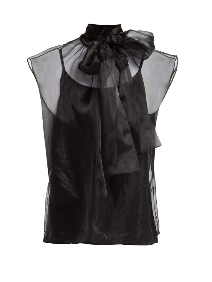 Prada Tie-neck Organza Top