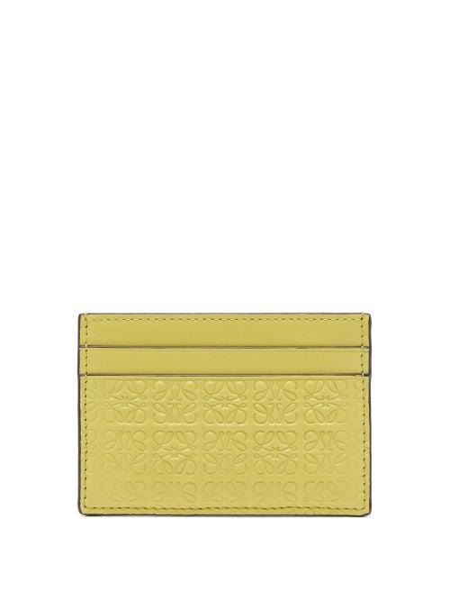 Loewe - Anagram-debossed Leather Cardholder - Womens - Yellow