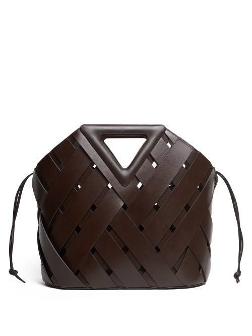 Ladies Bags Bottega Veneta - Point Leather Tote Bag - Womens - Dark Brown