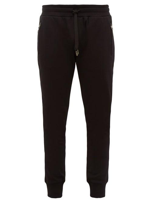 Matchesfashion.com Dolce & Gabbana - Logo Embroidered Cotton Track Pants - Mens - Black