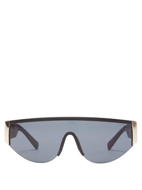 Matchesfashion.com Le Specs - Viper Shield Matte Acetate Sunglasses - Womens - Black Gold