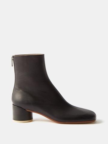 Mm6 Maison Margiela - Back-zip Leather Ankle Boots - Mens - Black