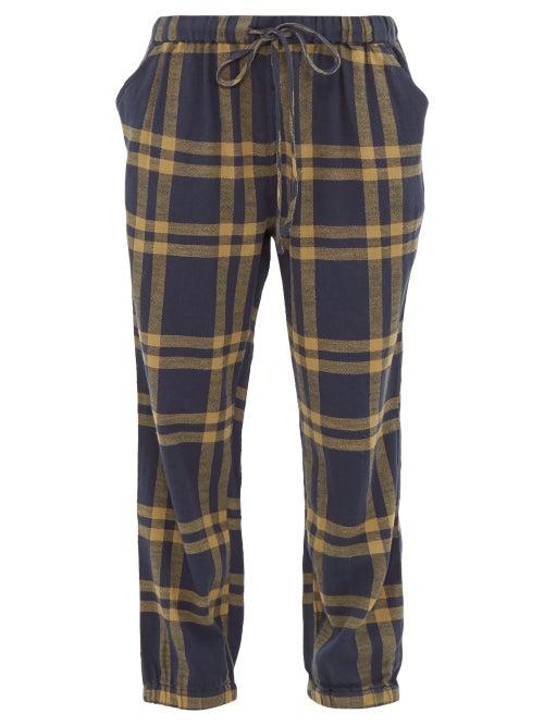 Matchesfashion.com Ace & Jig - Tommy Checked Cuffed Cotton Track Pants - Womens - Navy Multi