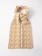 Fendi - Ff-jacquard Cashmere Scarf - Womens - Brown White