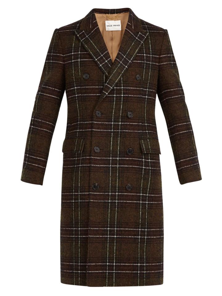 Salle Privée Alain Checked Double-breasted Wool-blend Overcoat