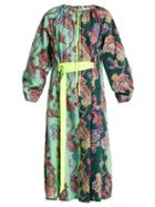 Matchesfashion.com Tibi - Paisley Print Patchwork Cotton Poplin Dress - Womens - Navy Multi