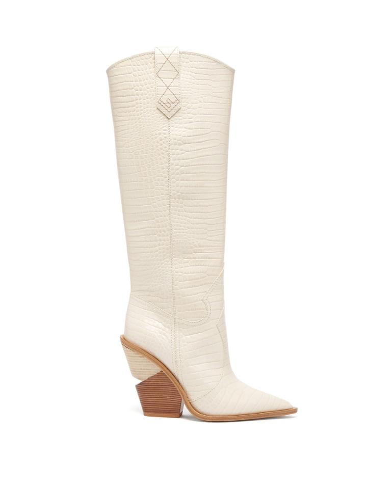 Fendi Crocodile-effect Leather Knee-high Boots