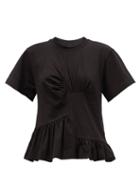 Matchesfashion.com Marques'almeida - Peplum Organic And Recycled-cotton Jersey T-shirt - Womens - Black