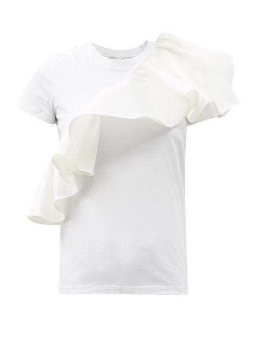 Matchesfashion.com Marques'almeida - Ruffled Organic Cotton-jersey T-shirt - Womens - White